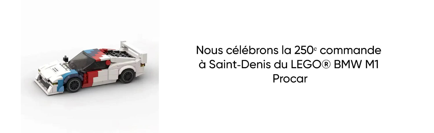 Nous célébrons la 250ᵉ commande à Saint‑Denis du LEGO® BMW M1 Procar