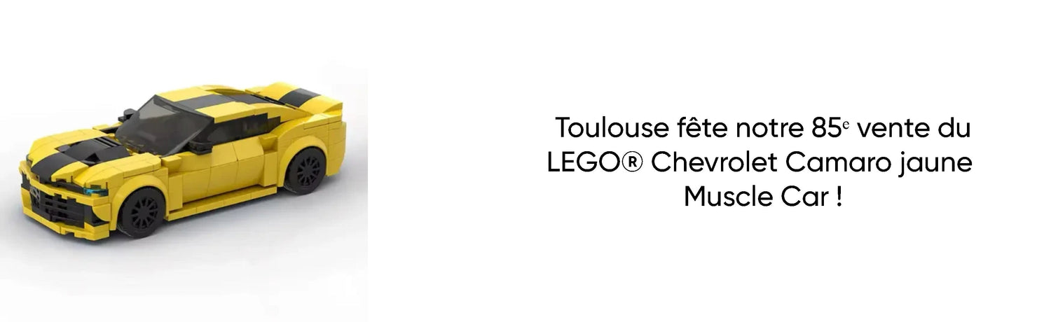 Toulouse fête notre 85ᵉ vente du LEGO® Chevrolet Camaro jaune Muscle Car !