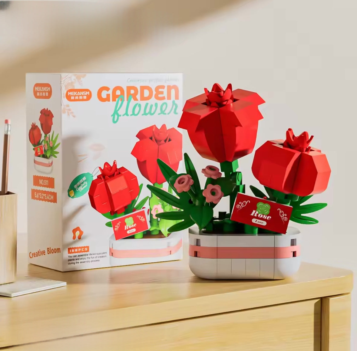 LEGO – FLEUR ROUGE ROSE EN POT À CONSTRUIRE