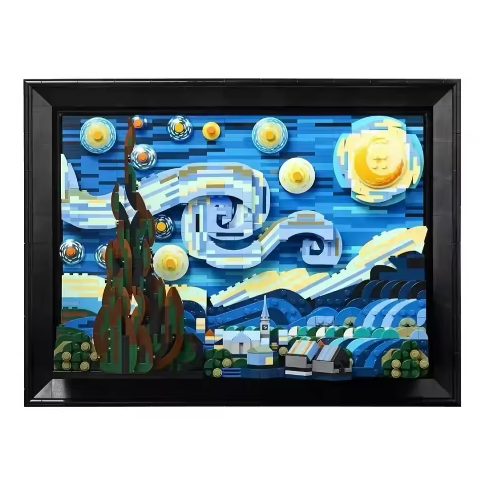 La Nuit Étoilée de Van Gogh en briques LEGO® – Tableau mural à construire